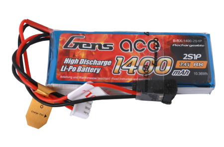 Gens Ace Li-Po 2S 7.4V 1400mAh with Receiver Connector