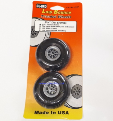 Dubro Treaded Low Bounce Wheels 2.75ins 70mm