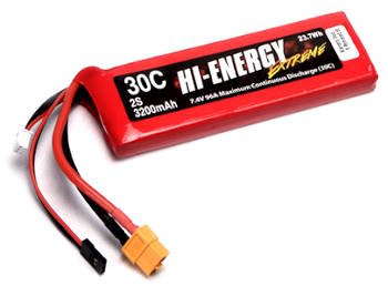 Hi-Energy 2S 3200mAh 7.4v 30C RX and XT60 Plug
