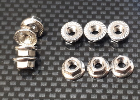 M3 Hex Nuts with Serrated Flange Washer Pk10