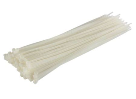 White Natural Nylon Cable Ties Pack of 100 2.5mm